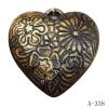 Antique Copper Acrylic Pendants, Heart 33x32mm Hole:2mm, Sold by Bag 