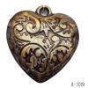 Antique Copper Acrylic Pendants, Heart 40x43x14mm Hole:4mm, Sold by Bag 