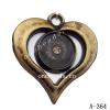 Antique Copper Acrylic Pendants, Heart 35x38mm Hole:3mm, Sold by Bag 
