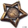 Antique Copper Acrylic Pendants, Star 35x35mm Hole:1.5mm, Sold by Bag 