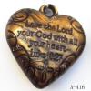 Antique Copper Acrylic Pendants, Heart 25x28x10mm Hole:2.5mm, Sold by Bag 