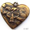 Antique Copper Acrylic Pendants, Heart 33x31x6mm Hole:2mm, Sold by Bag 