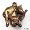 Antique Copper Acrylic Pendants, Elephant 34x35x11mm Hole:3mm, Sold by Bag 
