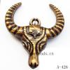 Antique Copper Acrylic Pendants, Cattle Head 37x42x10mm Hole:2.5mm, Sold by Bag 