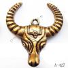 Antique Copper Acrylic Pendants, Cattle Head 48x53x13mm Hole:2.5mm, Sold by Bag 