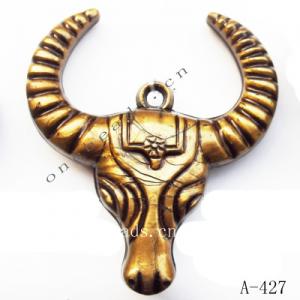 Antique Copper Acrylic Pendants, Cattle Head 48x53x13mm Hole:2.5mm, Sold by Bag 