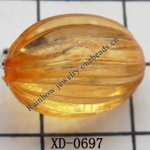 Fluted Oval Acrylic Beads 12x17mm Hole:2mm Sold by Bag