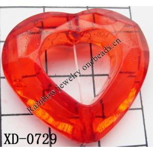 Hollow Heart Acrylic Beads 35x30mm Hole:2mm Sold by Bag