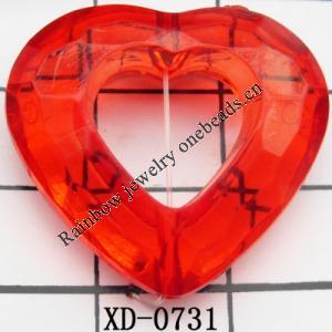 Hollow Heart Acrylic Beads 28x25mm Hole:1mm Sold by Bag