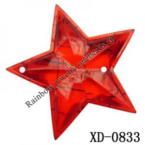 Star Acrylic Beads 55x8mm Hole:2mm Sold by Bag