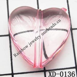 Heart Acrylic Beads 18x18mm Hole:1mm Sold by Bag