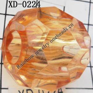 Faceted Round Acrylic Beads 25x25mm Hole:10.5mm Sold by Bag