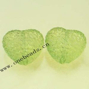 Transparent Acrylic Beads Heart with Patterns 23x24mm Sold by Bag