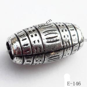 Antique Silver Acrylic Beads Drum 16x8mm Hole:3mm Sold by Bag