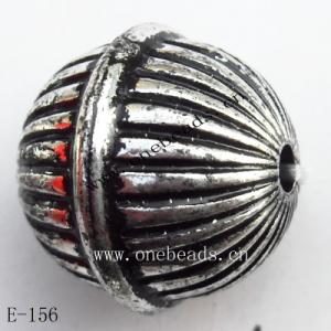 Antique Silver Acrylic Beads Round 17x17mm Hole:2mm Sold by Bag