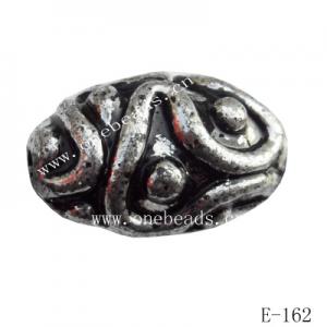 Antique Silver Acrylic Beads Oval 20x33mm Hole:3mm Sold by Bag
