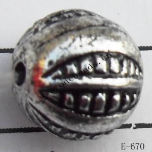 Antique Silver Acrylic Beads Round 9x9mm Hole:1mm Sold by Bag