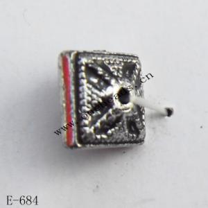 Antique Silver Acrylic Beads Square 8x8mm Hole:1mm Sold by Bag