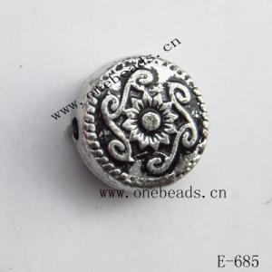 Antique Silver Acrylic Beads Coin 10x10mm Hole:1.5mm Sold by Bag