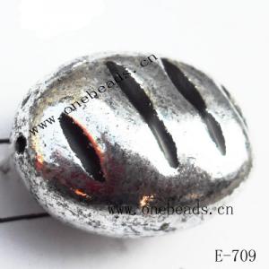 Antique Silver Acrylic Beads Oval 20x14mm Hole:1mm Sold by Bag