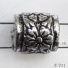 Antique Silver Acrylic Beads Column 10x11mm Hole:3mm Sold by Bag