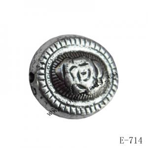 Antique Silver Acrylic Beads Flat Oval 18x22mm Hole:2mm Sold by Bag