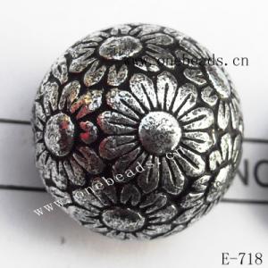 Antique Silver Acrylic Beads Round 19x19mm Hole:2mm Sold by Bag