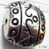 Antique Silver Acrylic Beads Flat Drum 22x27mm Hole:2.5mm Sold by Bag