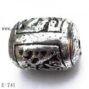 Antique Silver Acrylic Beads Column 15x22mm Hole:2.5mm Sold by Bag