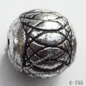 Antique Silver Acrylic Beads Round 12mm Hole:1mm Sold by Bag