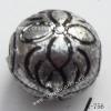 Antique Silver Acrylic Beads Round 12mm Hole:1mm Sold by Bag