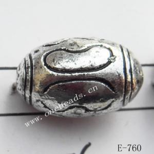 Antique Silver Acrylic Beads Oval 10x15mm Hole:1.5mm Sold by Bag