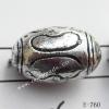 Antique Silver Acrylic Beads Oval 10x15mm Hole:1.5mm Sold by Bag