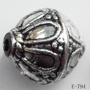 Antique Silver Acrylic Beads Round 19x19mm Hole:2mm Sold by Bag