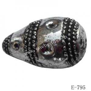 Antique Silver Acrylic Beads Teardrop 27x15mm Hole:1.5mm Sold by Bag