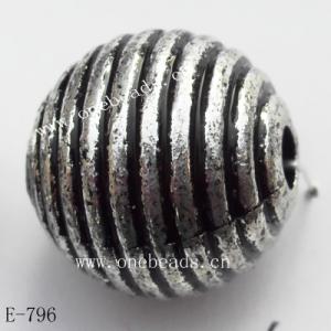 Antique Silver Acrylic Beads Round 20mm Hole:4mm Sold by Bag