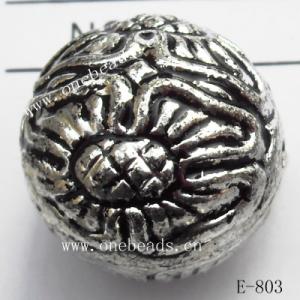 Antique Silver Acrylic Beads Round 20mm Hole:1mm Sold by Bag