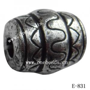 Antique Silver Acrylic Beads Drum 15x13mm Hole:4mm Sold by Bag