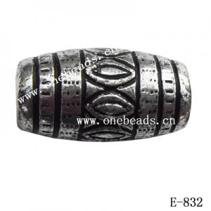 Antique Silver Acrylic Beads Drum 20x10mm Hole:2mm Sold by Bag