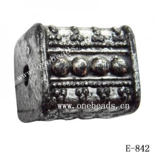 Antique Silver Acrylic Beads Cuboid 16x14mm Hole:3mm Sold by Bag