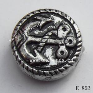 Antique Silver Acrylic Beads Coin 10x4mm Hole:1mm Sold by Bag