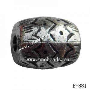 Antique Silver Acrylic Beads Drum 13x11mm Hole:3mm Sold by Bag