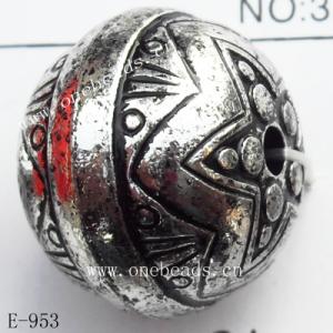 Antique Silver Acrylic Beads Flat Round 20x25mm Hole:3mm Sold by Bag