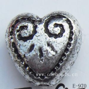 Antique Silver Acrylic Beads Heart 12x12mm Hole:1mm Sold by Bag
