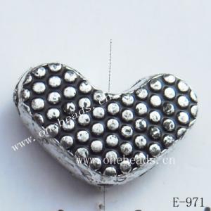Antique Silver Acrylic Beads Heart 13x8mm Hole:1mm Sold by Bag