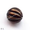 Antique Copper Acrylic Beads Fluted Round 10mm Hole:1.5mm Sold by Bag