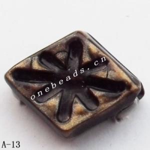 Antique Copper Acrylic Beads Diamond 10x13mm Hole:1.5mm Sold by Bag
