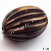 Antique Copper Acrylic Beads Fluted Oval 17x11mm Hole:1.5mm Sold by Bag