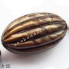 Antique Copper Acrylic Beads Fluted Horse eye 28x17mm Hole:2.5mm Sold by Bag