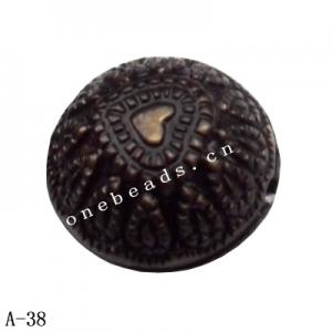 Antique Copper Acrylic Beads Flat Round 15x15x11mm Hole:1.5mm Sold by Bag